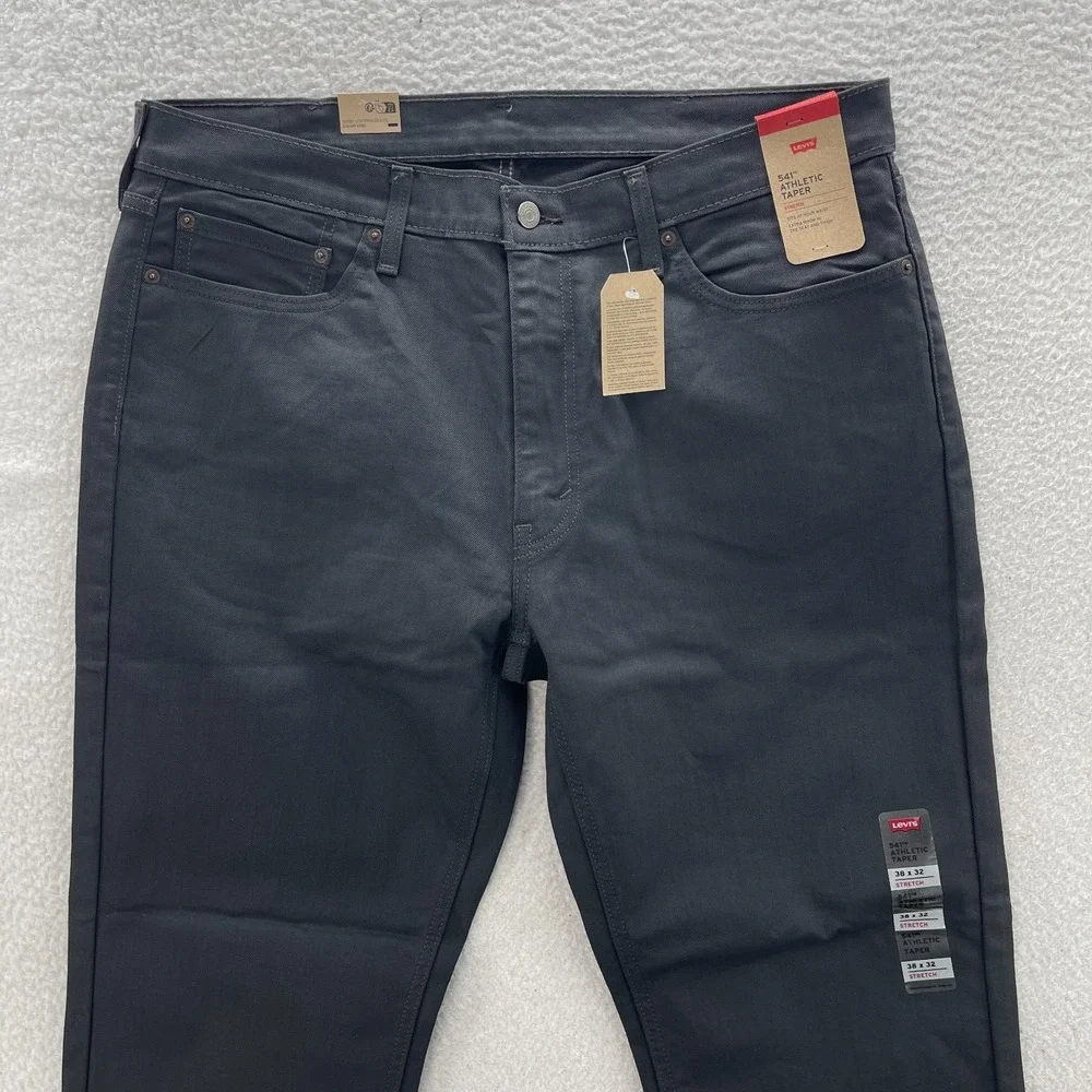 Levis 541 Jeans Mens 38x32 Gray Athletic Tapered Dark Wash Stretch Denim Casual